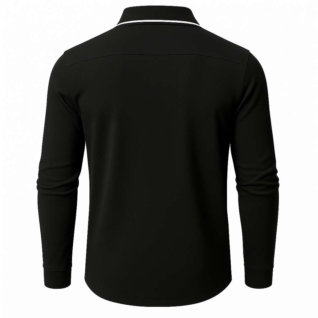BLACK LUXURY LONG SLEEVE POLO – PRODUCT DESCRIPTION
