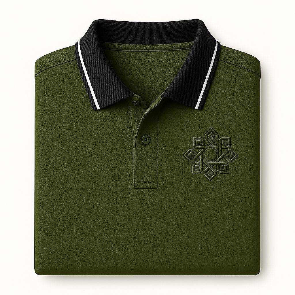 OROVYA Premium Long-Sleeve Polo – Olive (Black Collar Edition)