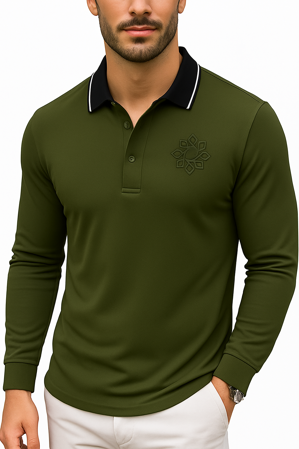 BLACK LUXURY LONG SLEEVE POLO – PRODUCT DESCRIPTION