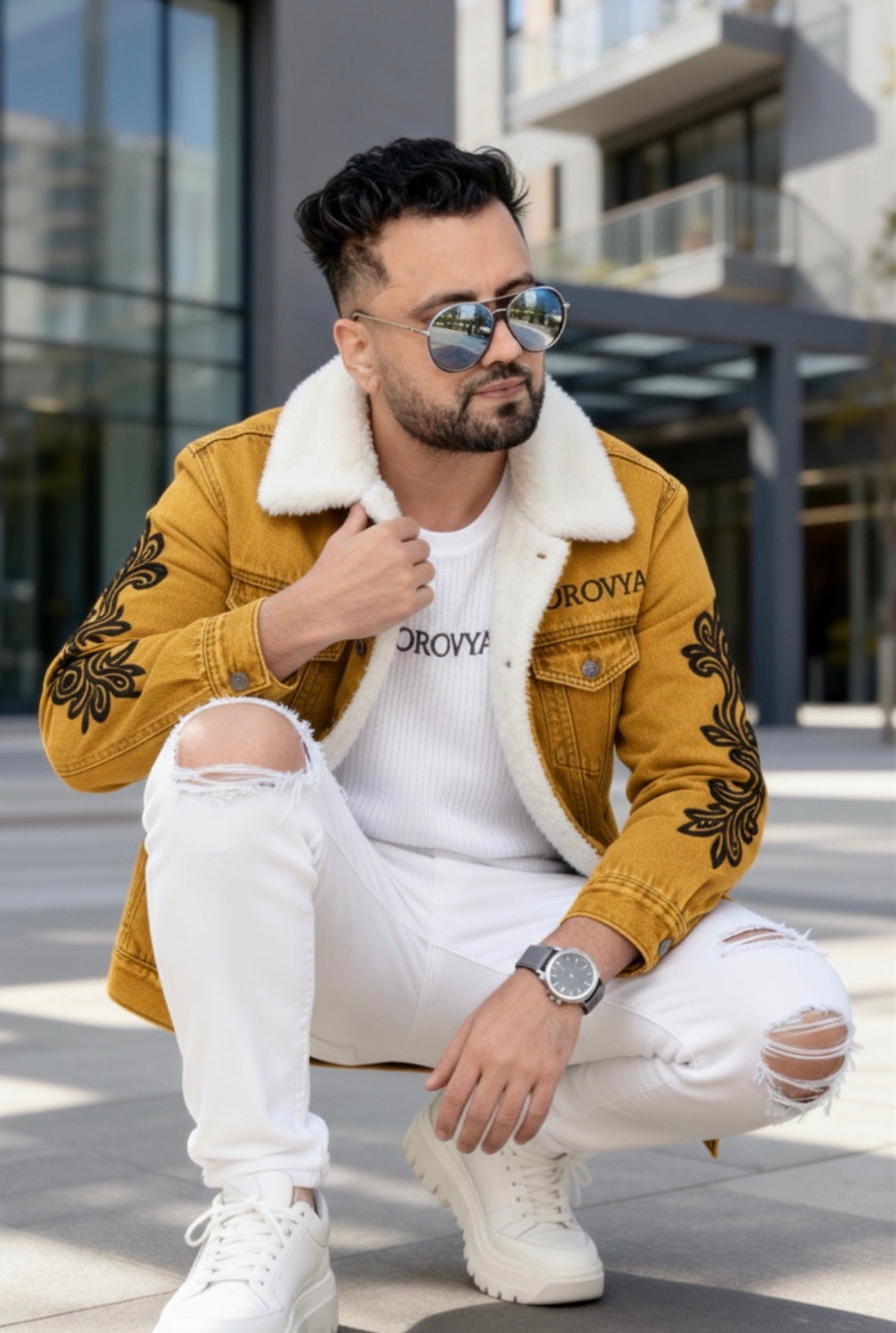 Sherpa-Lined Denim Jacket