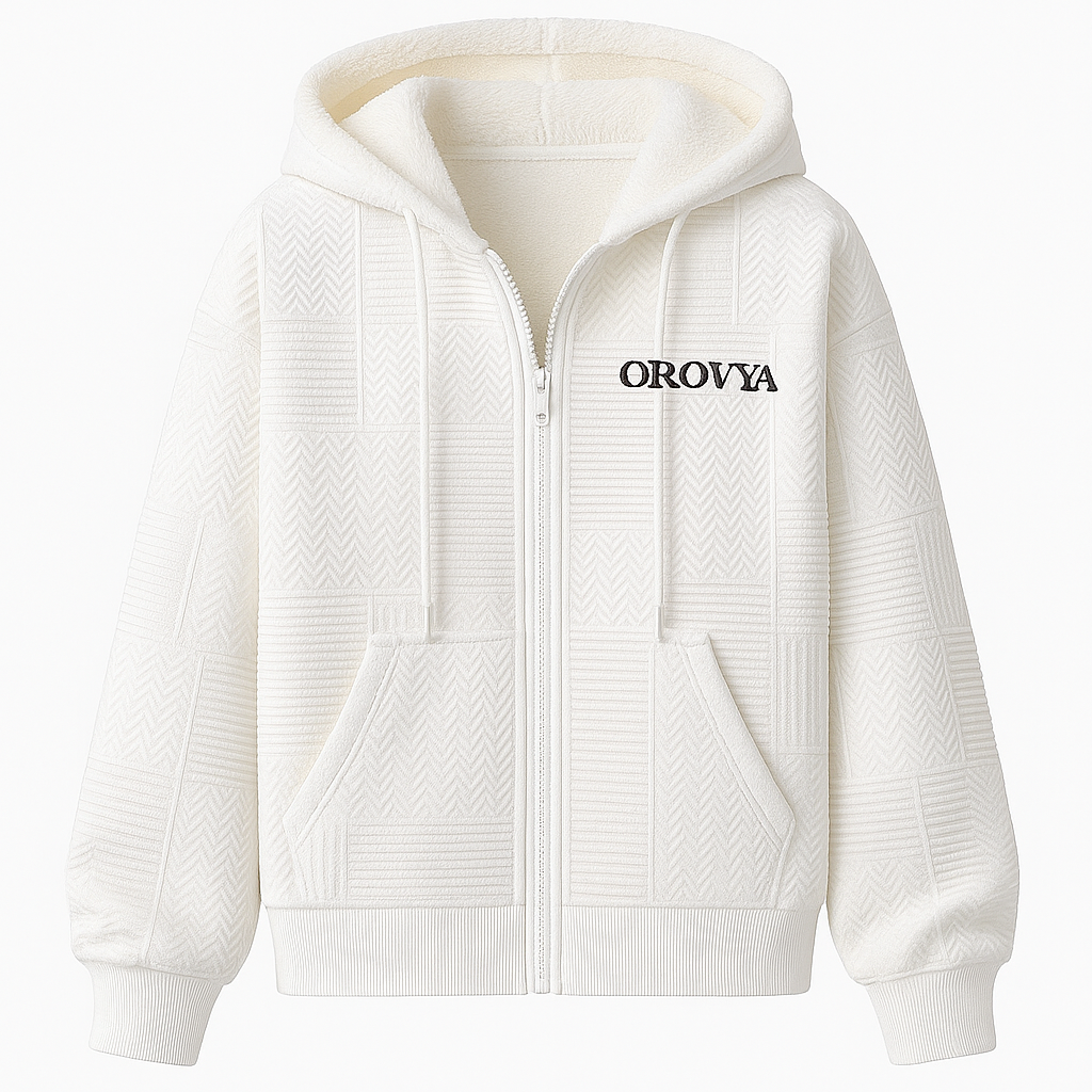 OROVYA™ LUXURY TEXTURED ZIP HOODIE