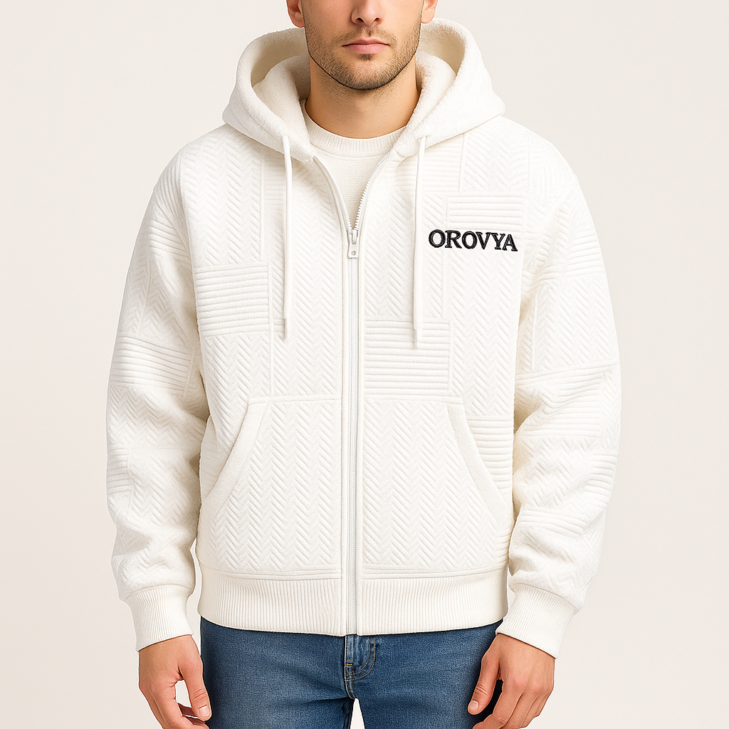 OROVYA™ LUXURY TEXTURED ZIP HOODIE