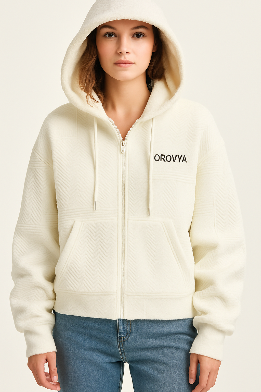 OROVYA™ LUXURY TEXTURED ZIP HOODIE