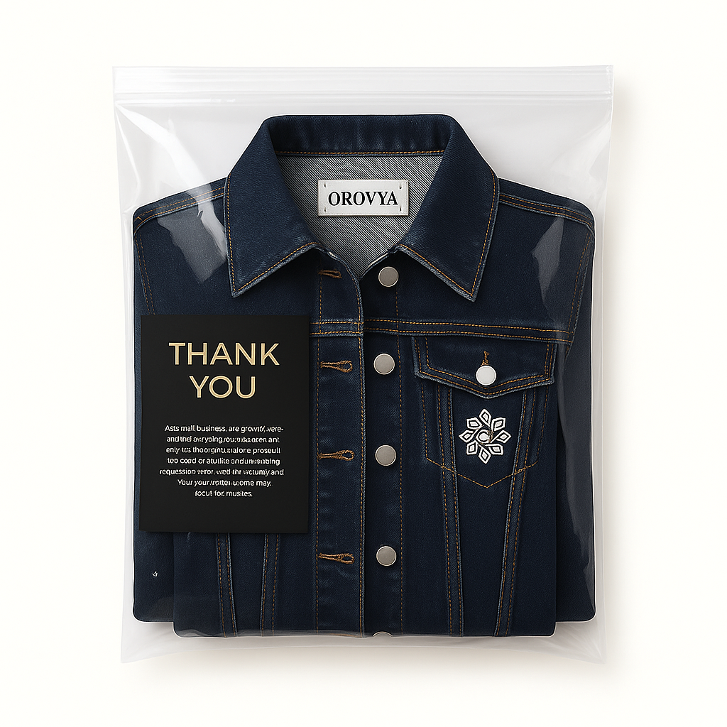 OROVYA Women’s Luxury Embroidered Denim Jacket — Premium Stitch with Signature Collar Tag