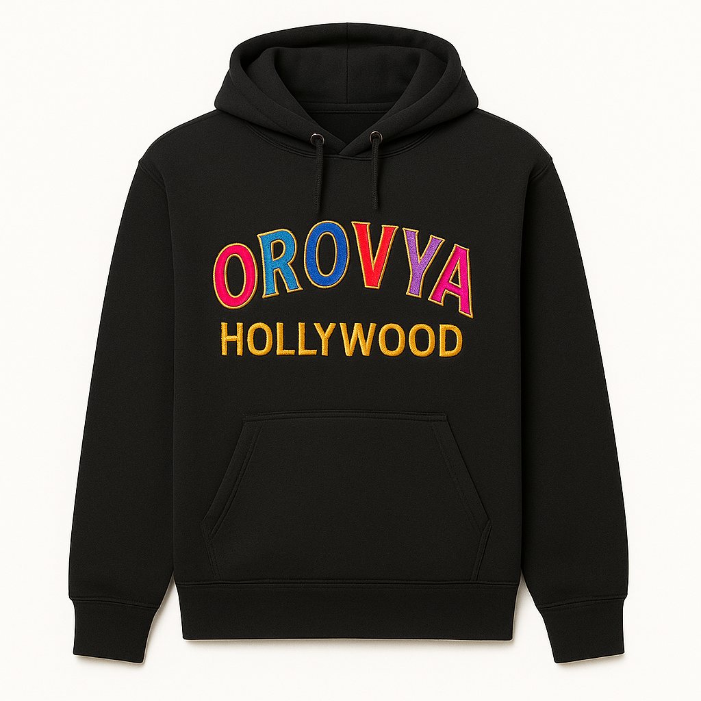 OROVYA HOLLYWOOD Jet Black Embroidered Hoodie