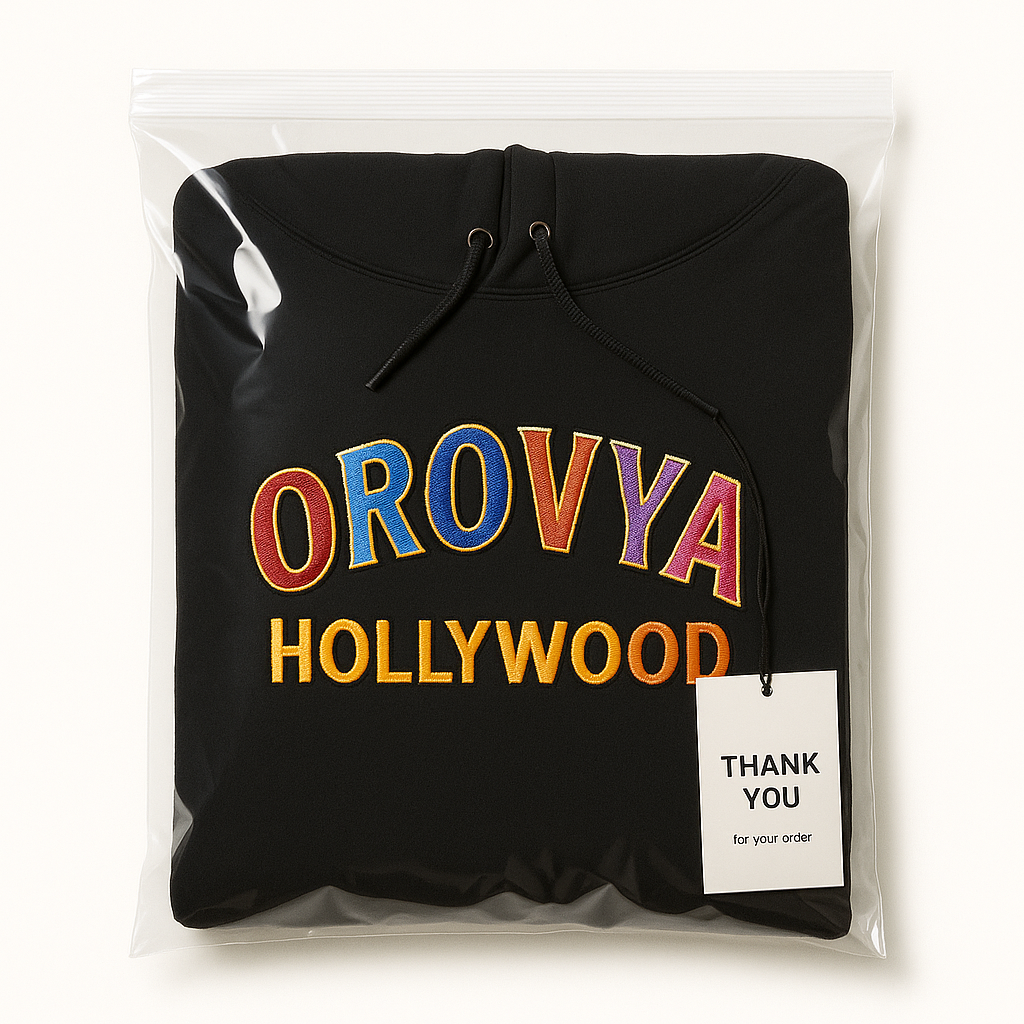 OROVYA HOLLYWOOD Jet Black Embroidered Hoodie