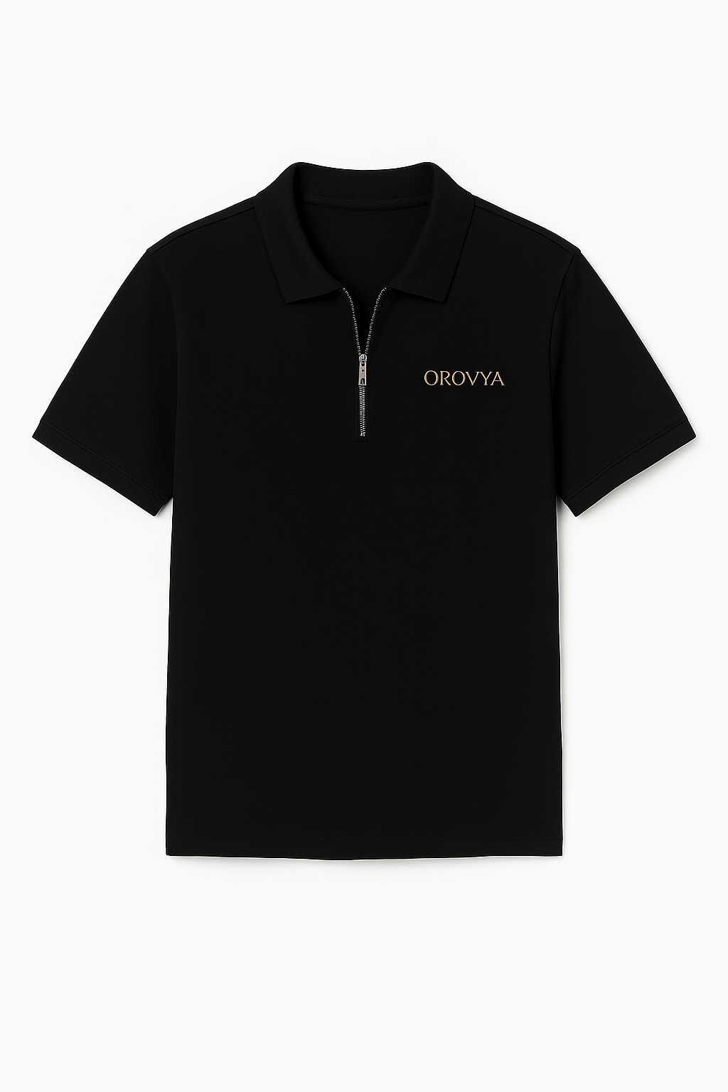 OROVYA Men’s Black Zip Polo T-Shirt & Grey Distressed Jeans Set