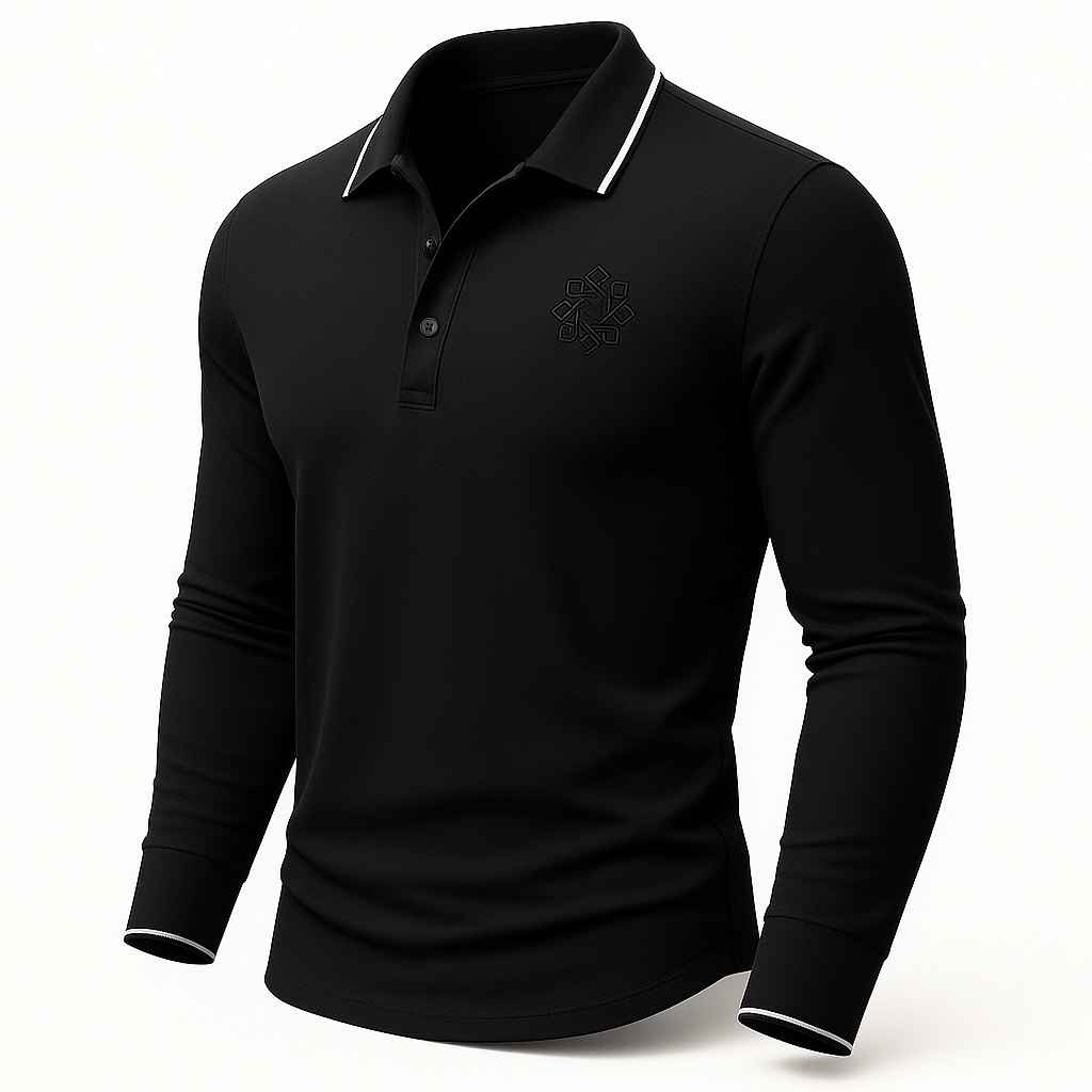 BLACK LUXURY LONG SLEEVE POLO – PRODUCT DESCRIPTION