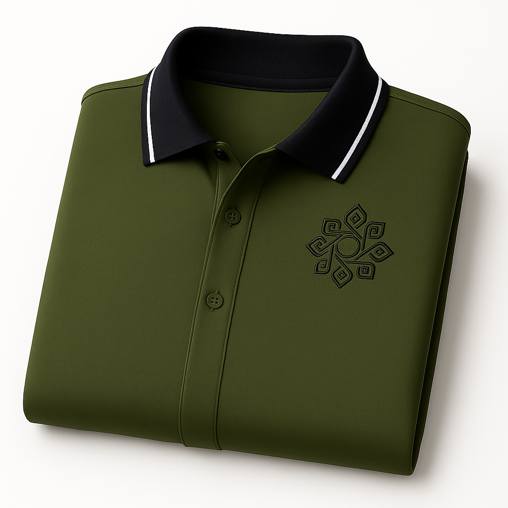 OROVYA Premium Long-Sleeve Polo – Olive (Black Collar Edition)