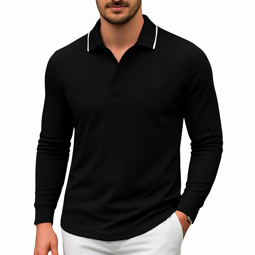 BLACK LUXURY LONG SLEEVE POLO – PRODUCT DESCRIPTION