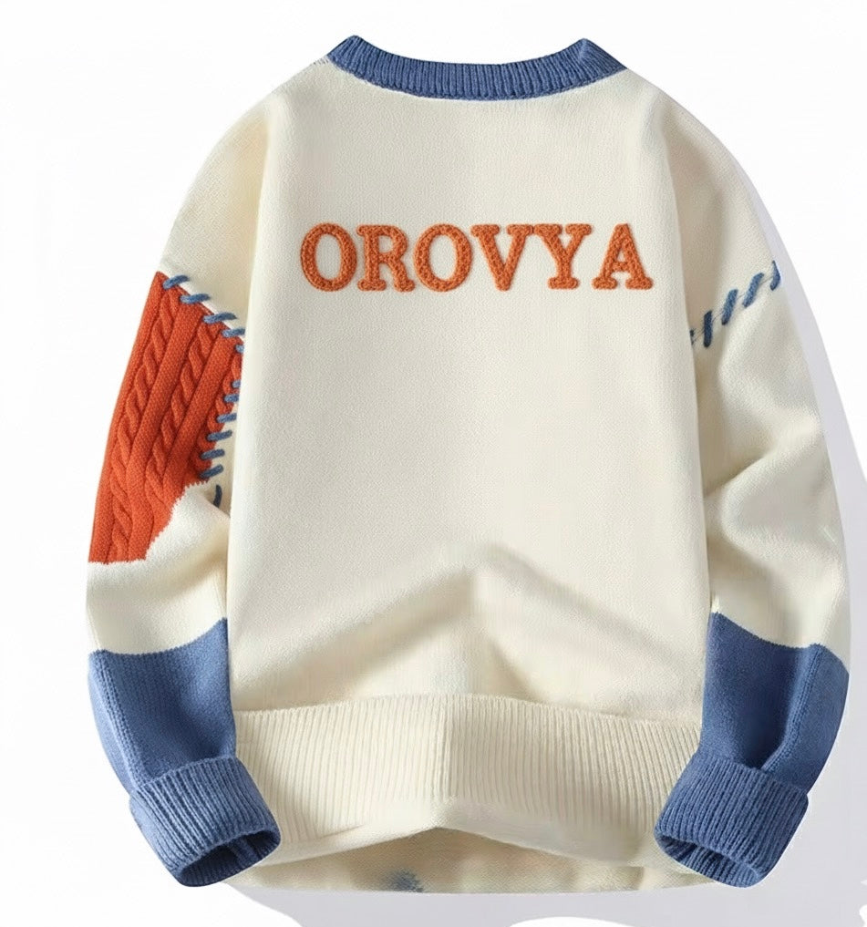 OROVYA Chunky Knit Patchwork Sweater