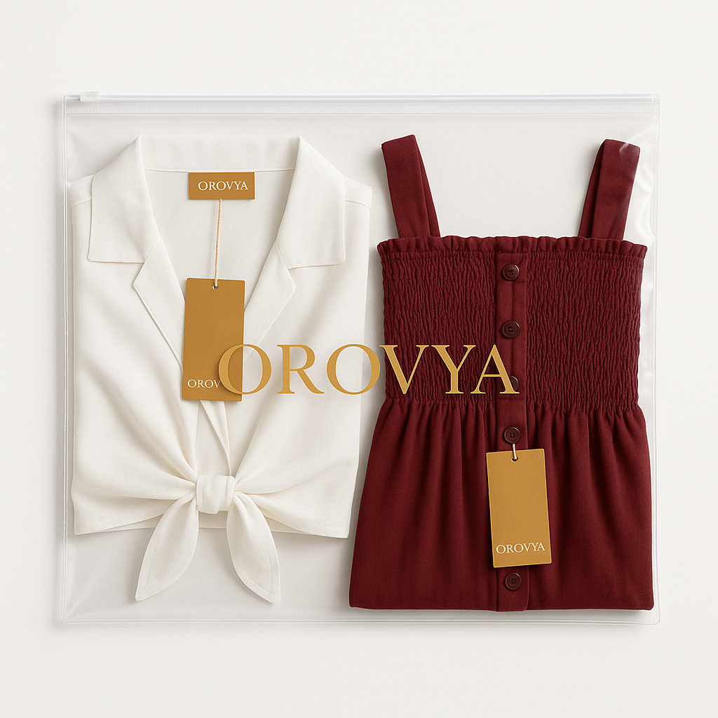 Maroon Smocked Dress & White Tie-Front Shirt Set