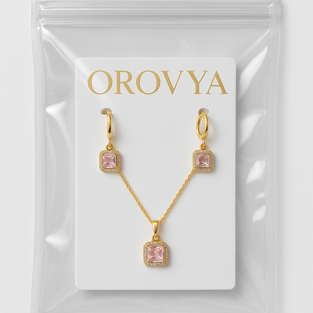 Gold & Light Pink Jewelry Set