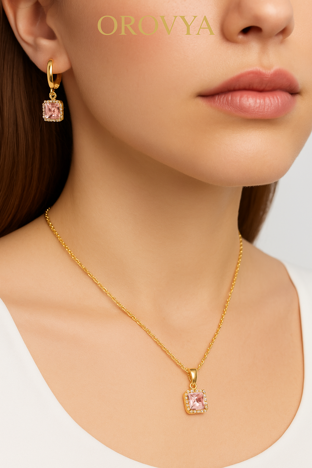 Gold & Light Pink Jewelry Set