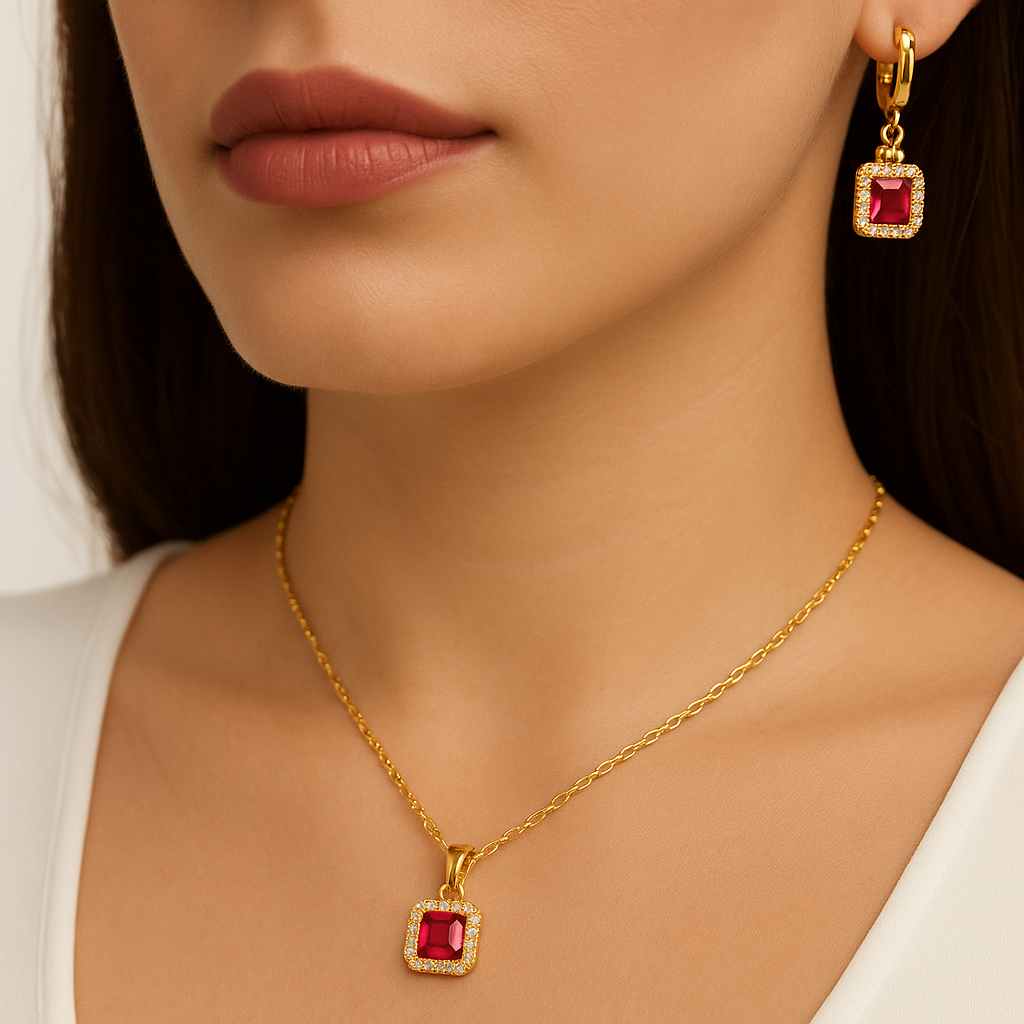 Gold & Ruby Jewelry Set