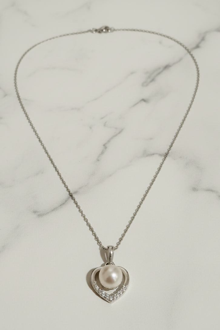 Timeless Pearl Heart Necklace