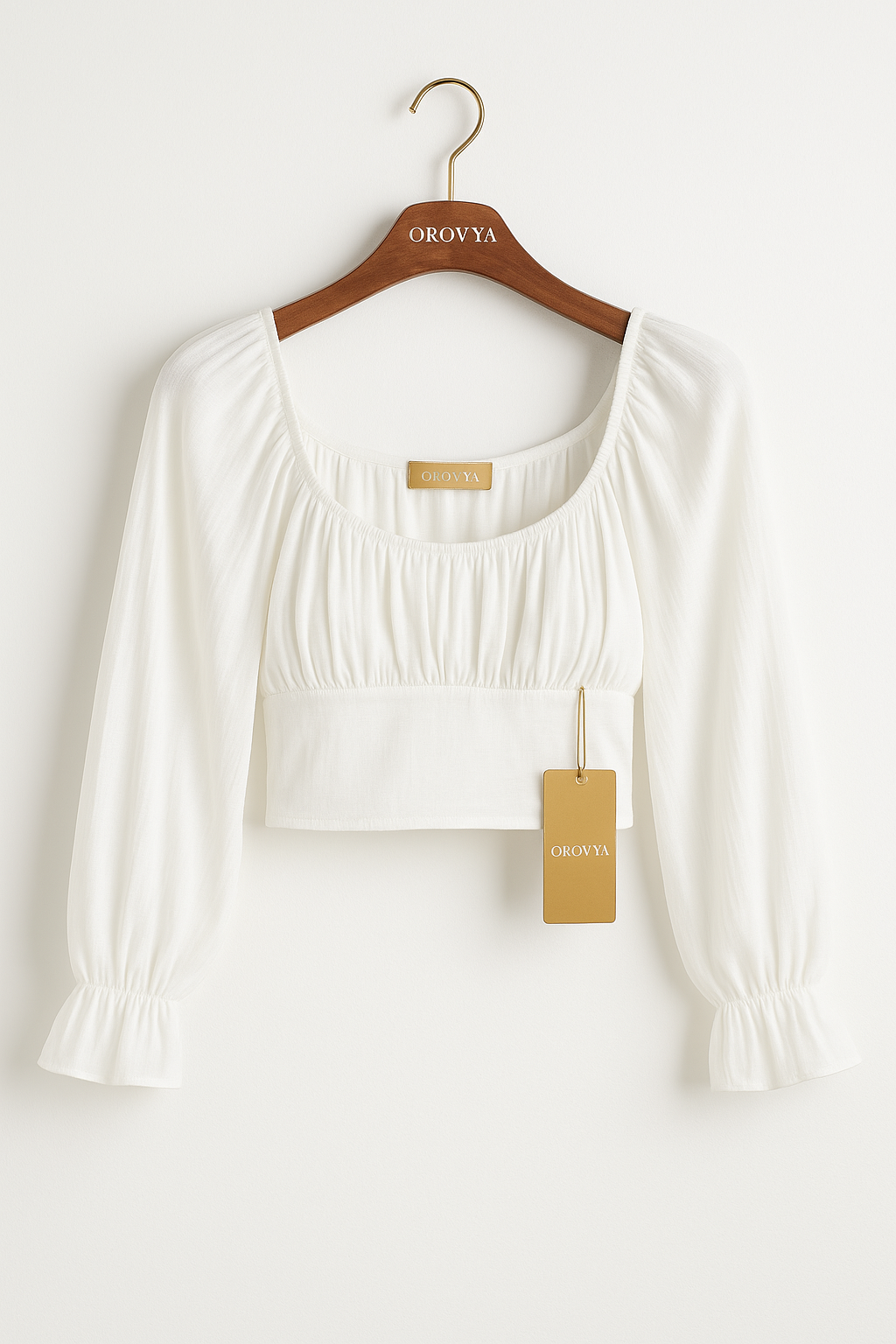 White Long-Sleeve Crop Top